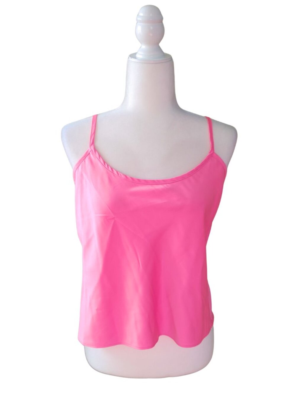 LIZ CLAIBORNE 2 Piece Matching Set Neon Pink Tie Front Blouse Camisole-Size 10P - Picture 2 of 4